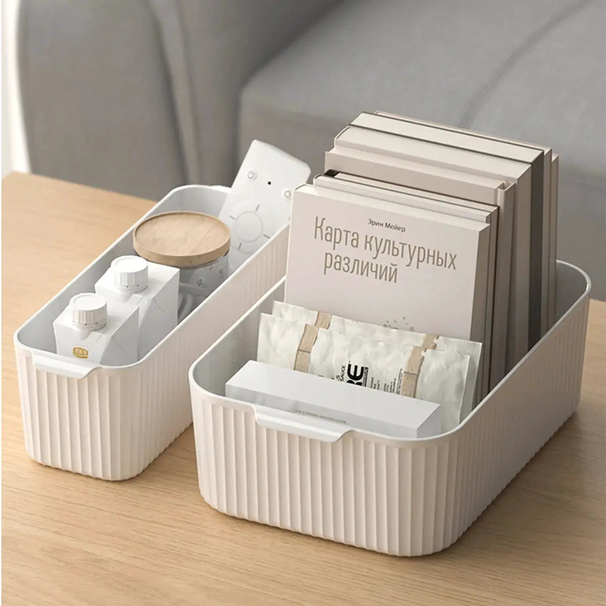 Worthbuy Multifunctional Plastic Storage Box With Handle Desktop Organizer For Kitchen Bathroom Food Cabinet