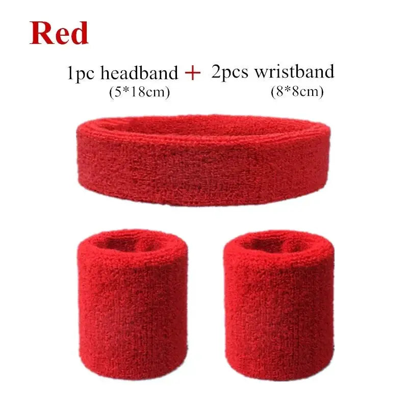 Fashion Sports Headband And Wristband Towel Set Sweatband Cotton Blend For Women And Men Cycling Gym Basketball Tennis