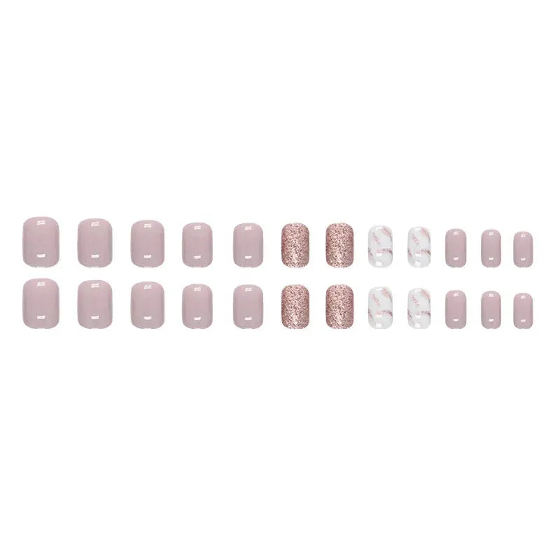 GlamNail Short French Glossy Glitter Nails Kit With Jelly Gel And Nail File Effortless Application And Lasting Shine
