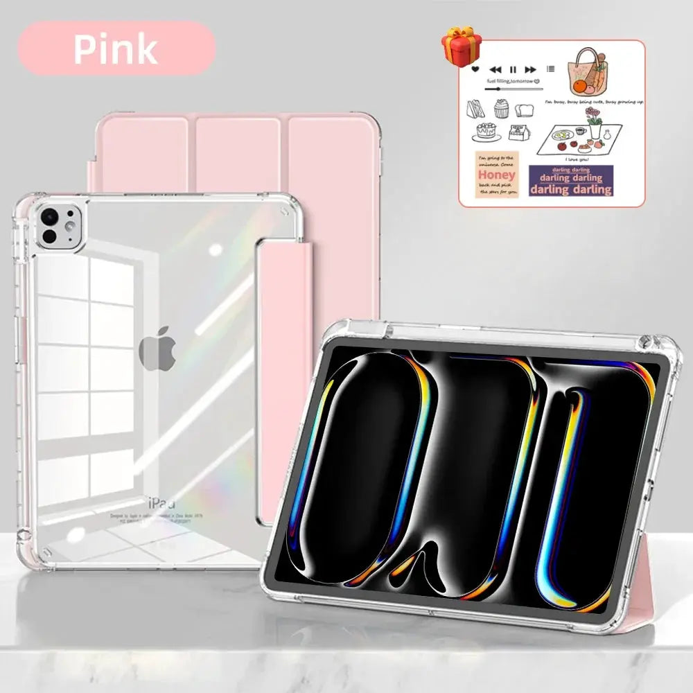 CrystalView Pro iPad Case Transparent Shockproof Back Cover for All iPad Pro Air Mini 2025 Models