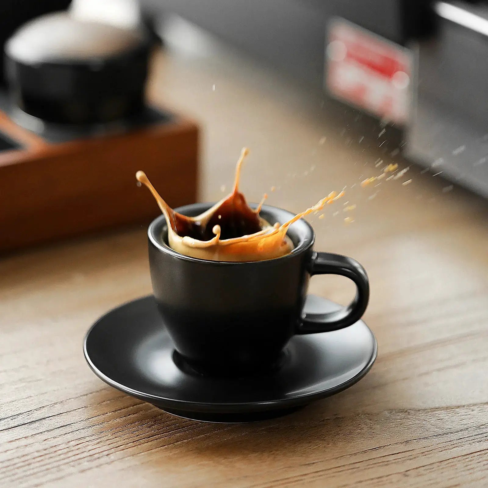 MHW 3 Bomber Espresso Mug 80ml Ceramic Coffee Cup and Saucer Set for Latte Art and Home Barista
