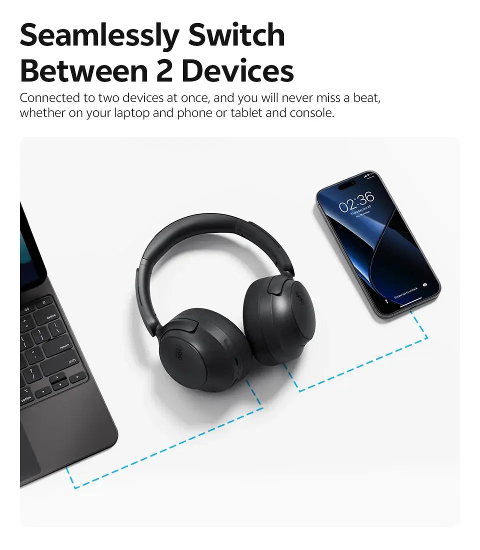QCY H3S over-ear wireless headphones in black by Simples Market.