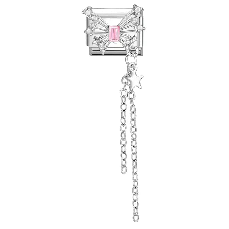Zircon Moon Cherry Bow Knot Butterfly Heart Star Italian Charm Links For 9mm Bracelet Stainless Steel DIY Jewelry Gifts