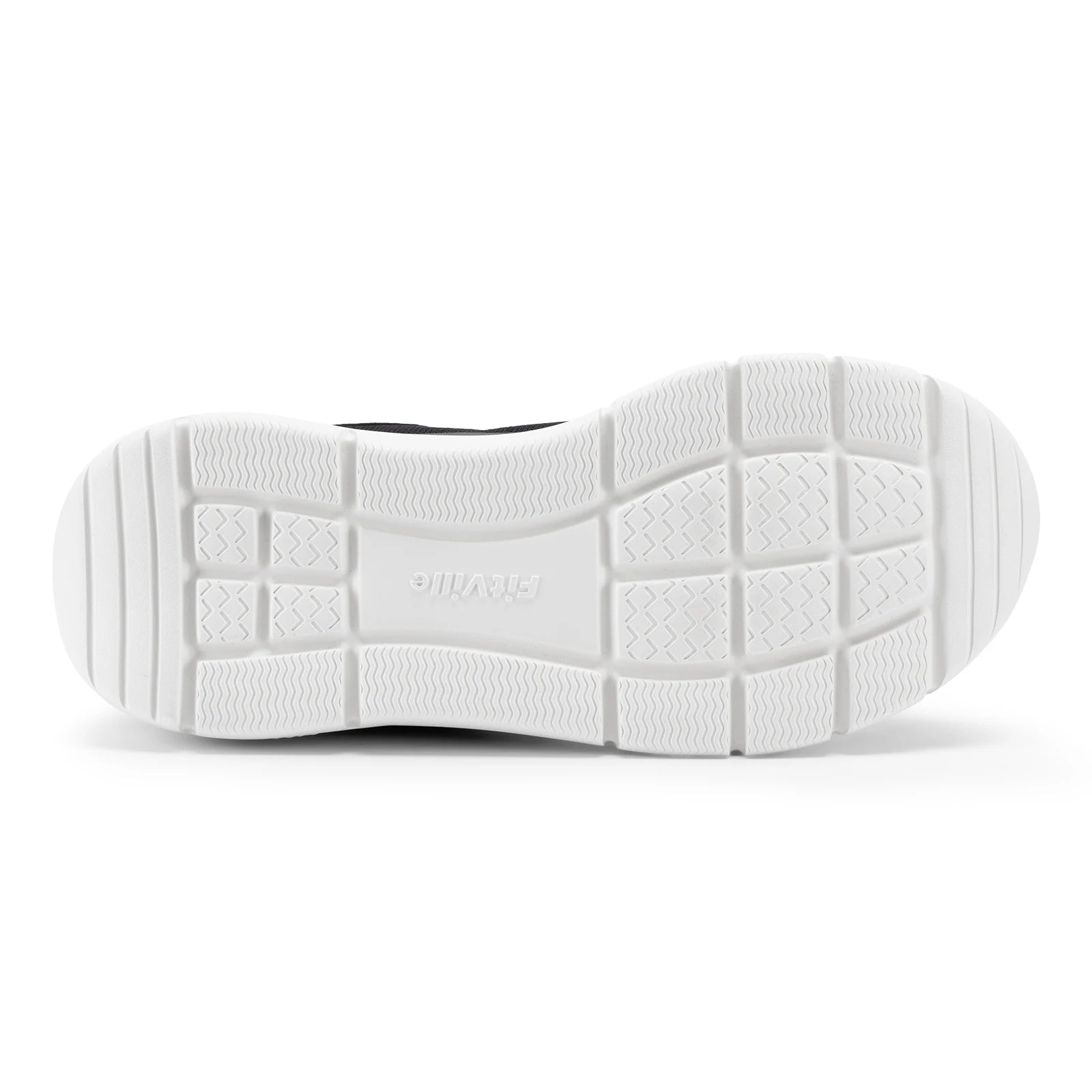 FitVille men's walking shoe outsole in white with grid tread pattern