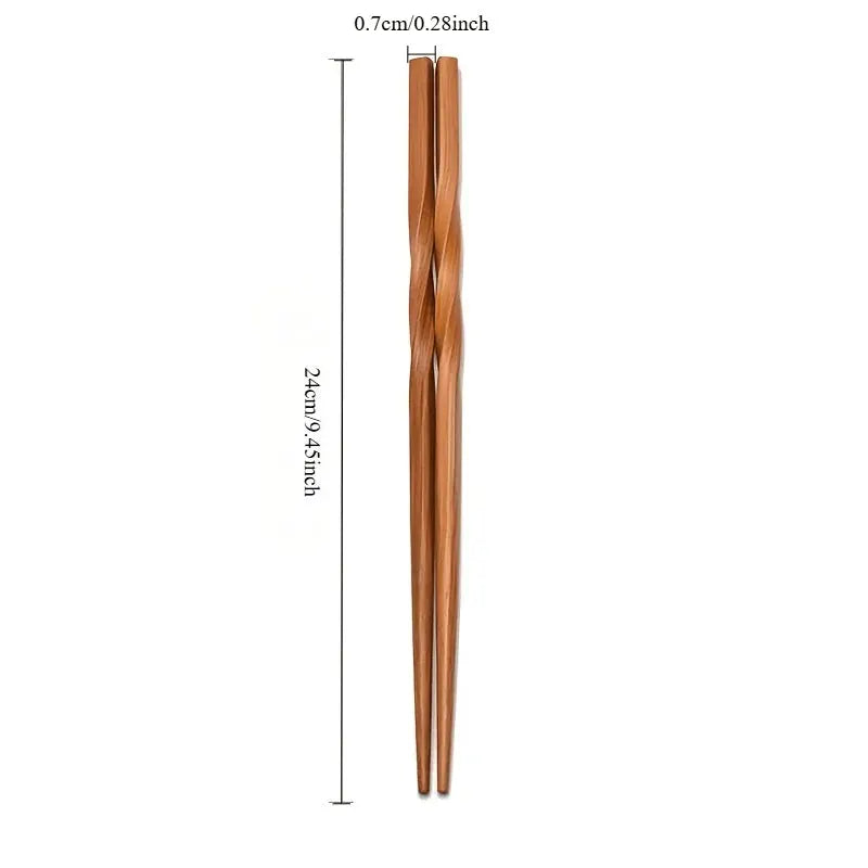 Five Pairs Natural Bamboo Chopsticks Set Chinese Style Pointed Household Tableware Kitchen Supplies