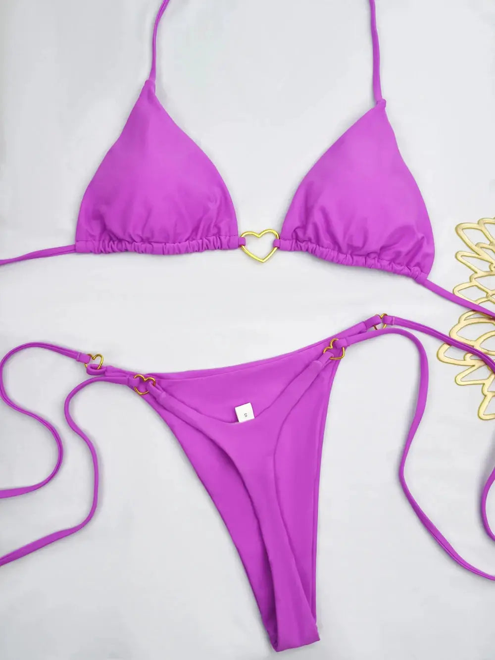 Sexy Halter Bikini Set Solid Color Low Waist Two Piece Swimsuit Triangle Top Thong Bottom Brazilian Biquinis