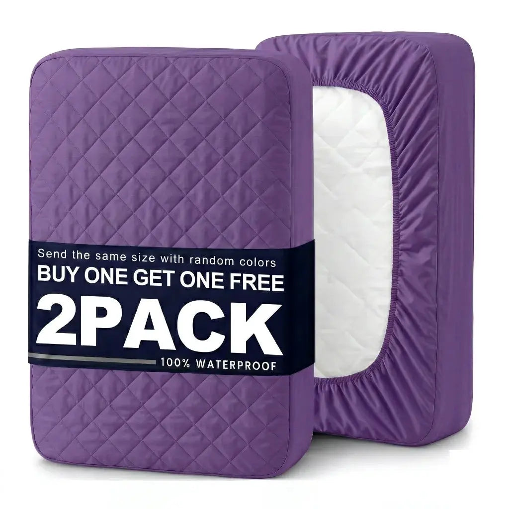 Simples Market 2-pack purple quilted waterproof mattress covers; stain- and wrinkle-resistant.
