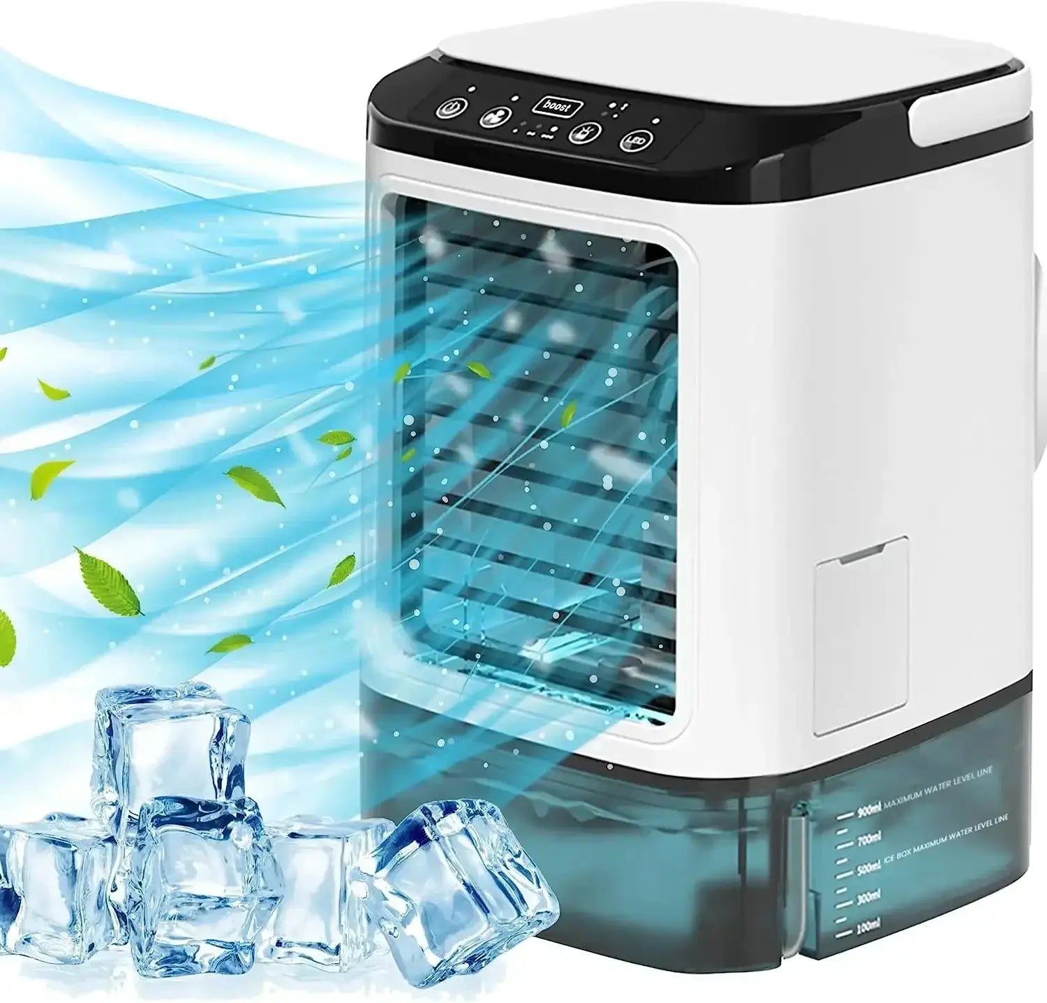 HOMEFISH small desktop humidifier by Simples Market, white with black control panel, USB powered