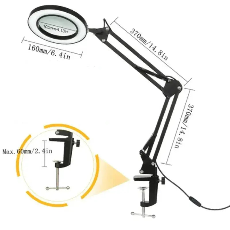 72 LED Illuminated Magnifier 8X 10X Magnification USB Desk Lamp With 3 LEDs For Soldering Repair Crafting And Beauty