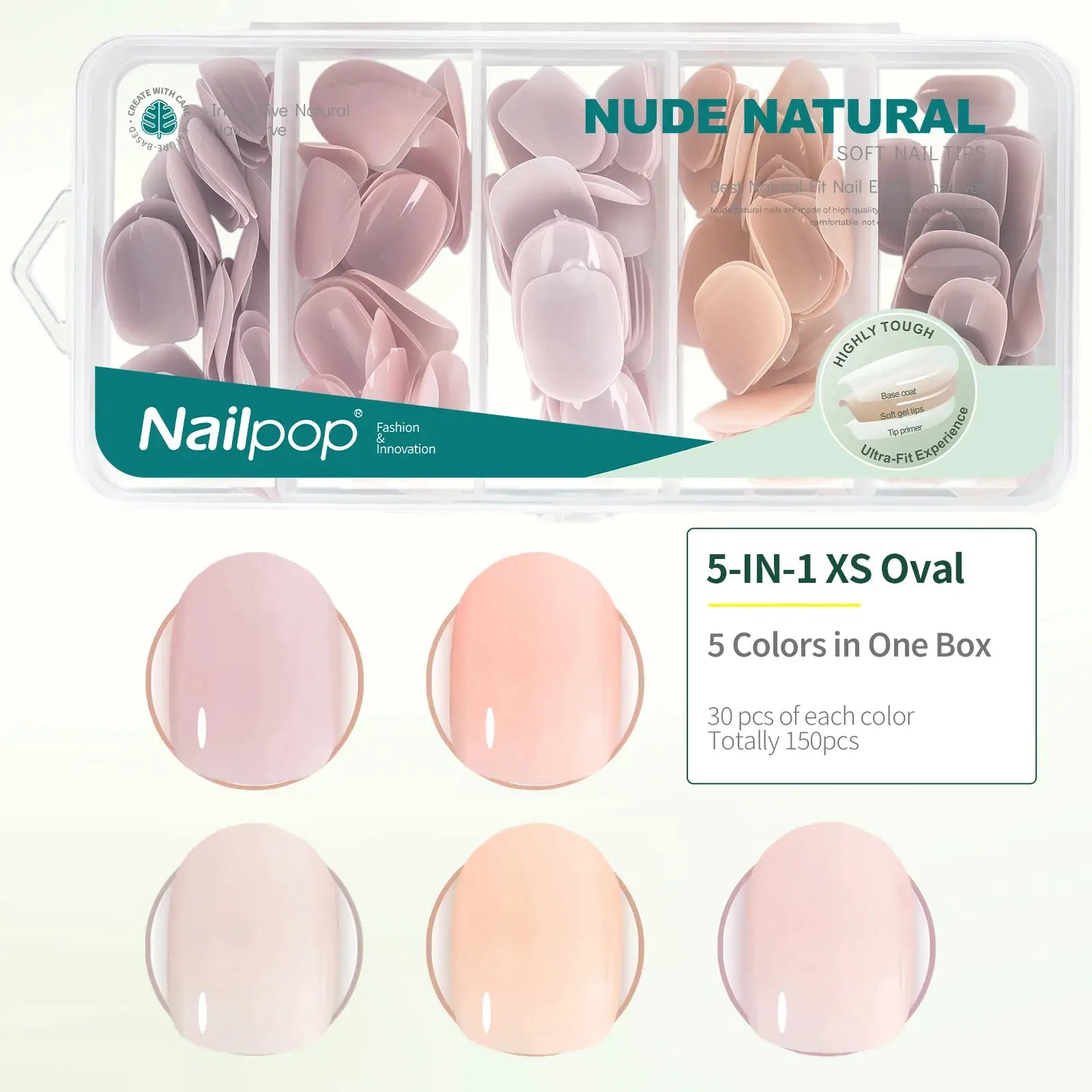 Nailpop 3 In 1 Nude Natural Soft Nail Tips Set 140 Pieces Press On Nails Gel Extensions Ultra Fit Easy Manicure