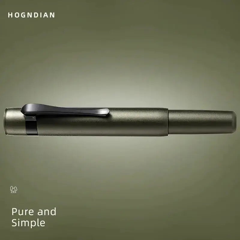 Hongdian M2 fountain pen mini, Black Forest Metaverse design; olive-green body, metal clip, EF/F nib