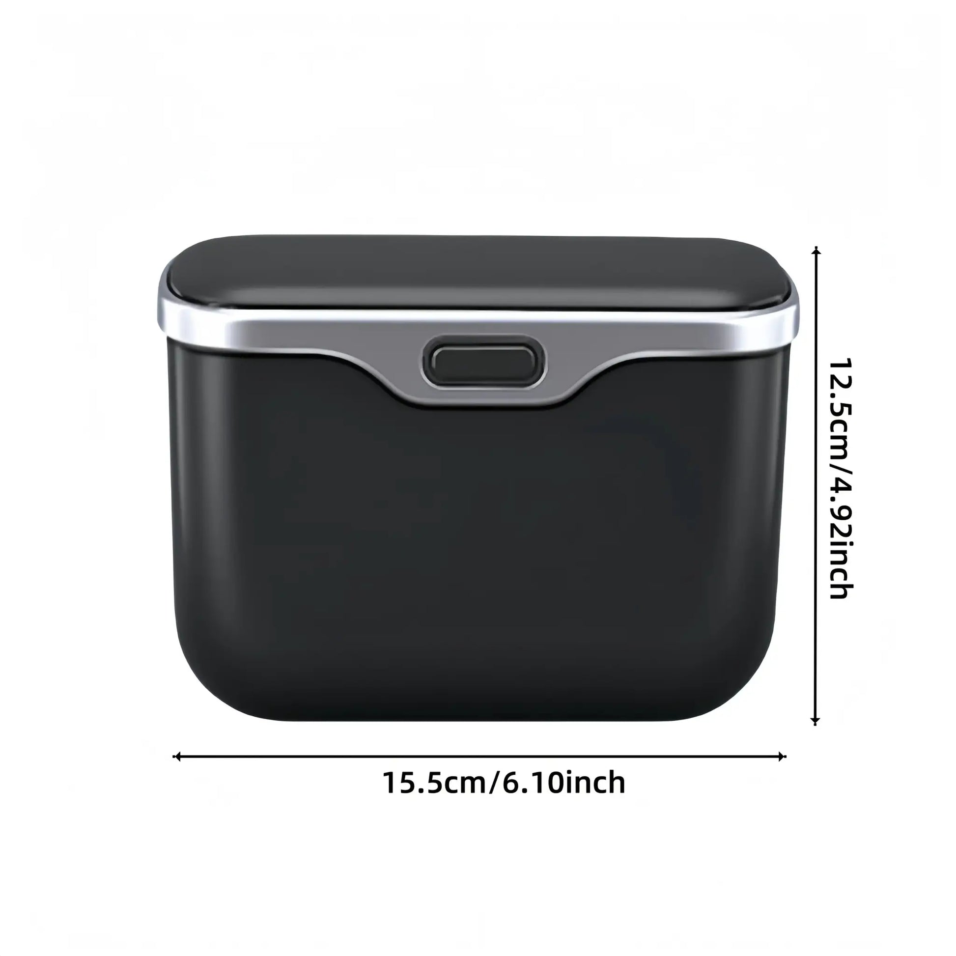 Multifunctional car trash can with lid button, black plastic organizer for car interior by Simples Market