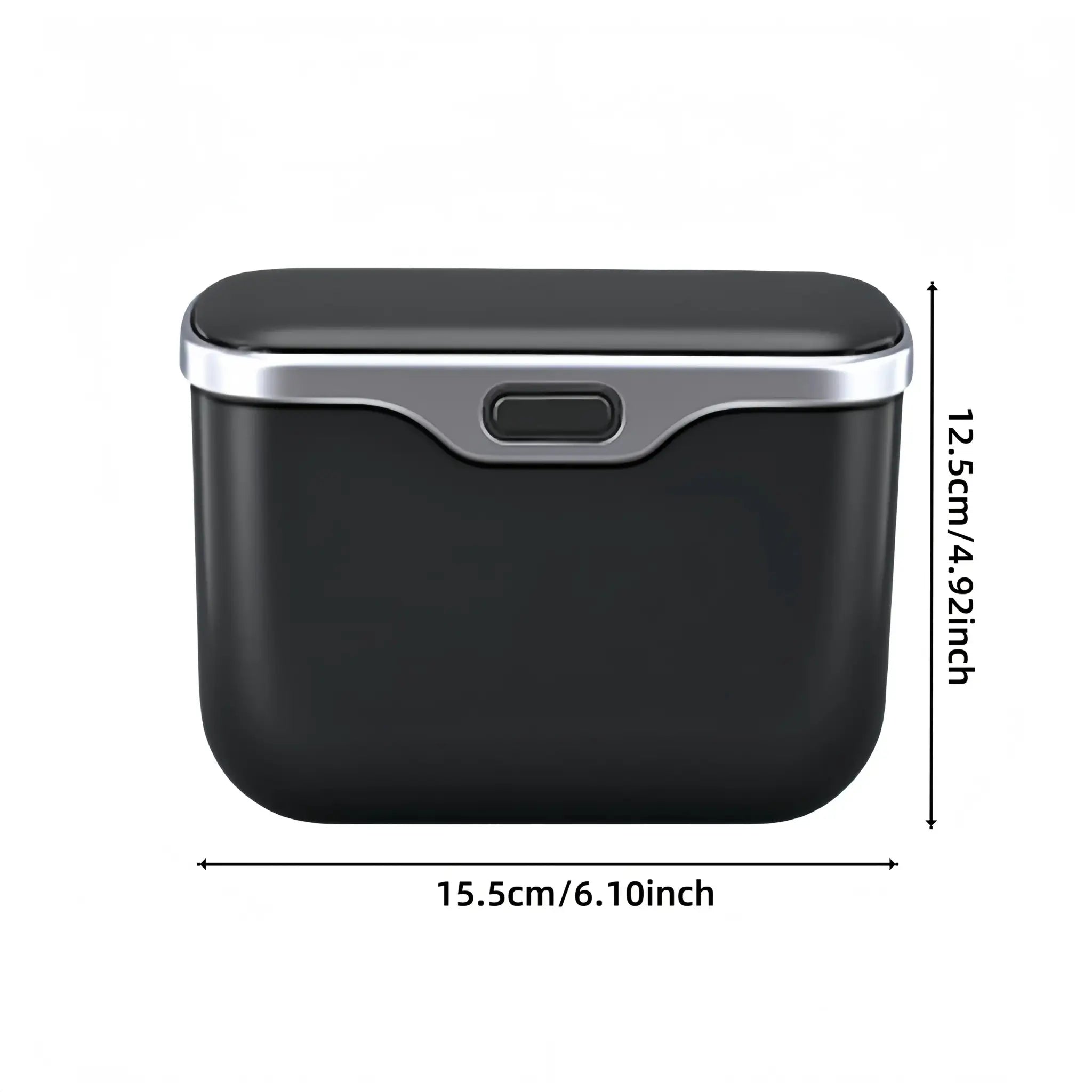 Multifunctional car trash can with lid button, black plastic organizer for car interior by Simples Market