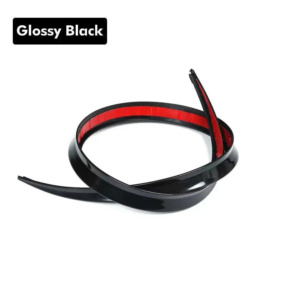 Glossy black universal car spoiler trim 1.2m with red adhesive underside