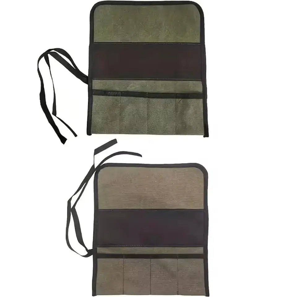 Simples Market roll-up tool bag, 2-pack in olive-brown Oxford cloth with multiple pockets and hanging straps