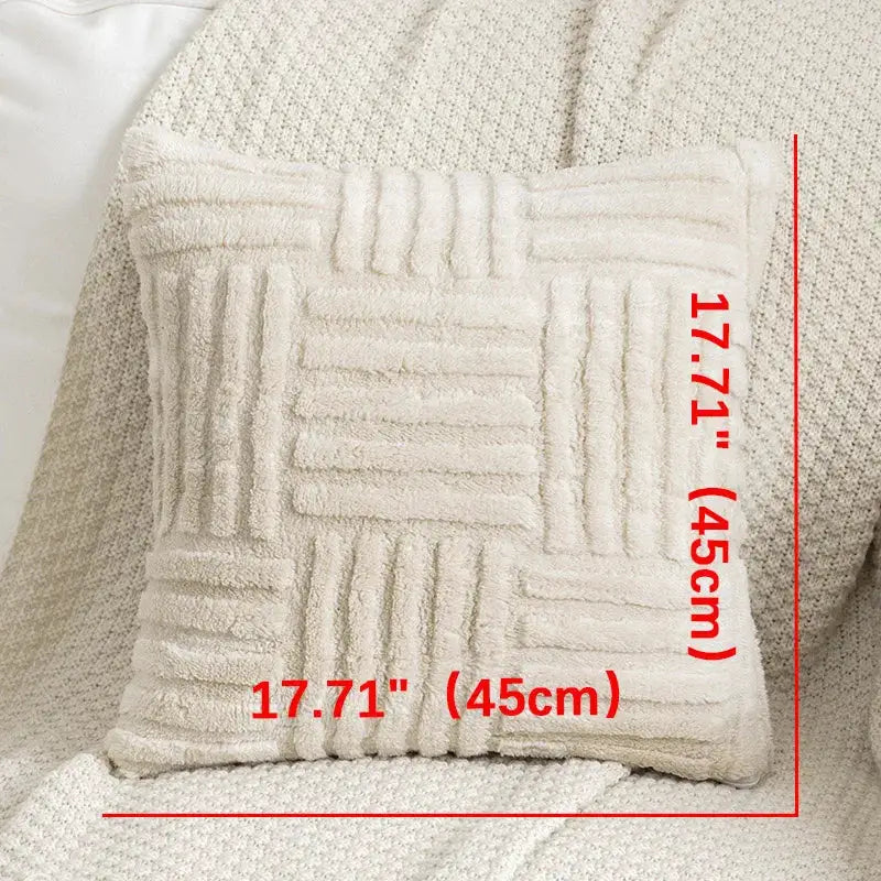 Throw pillow cover, 1pc, boho faux fur plush, cream white, Simples Market decorative cushion for sofa