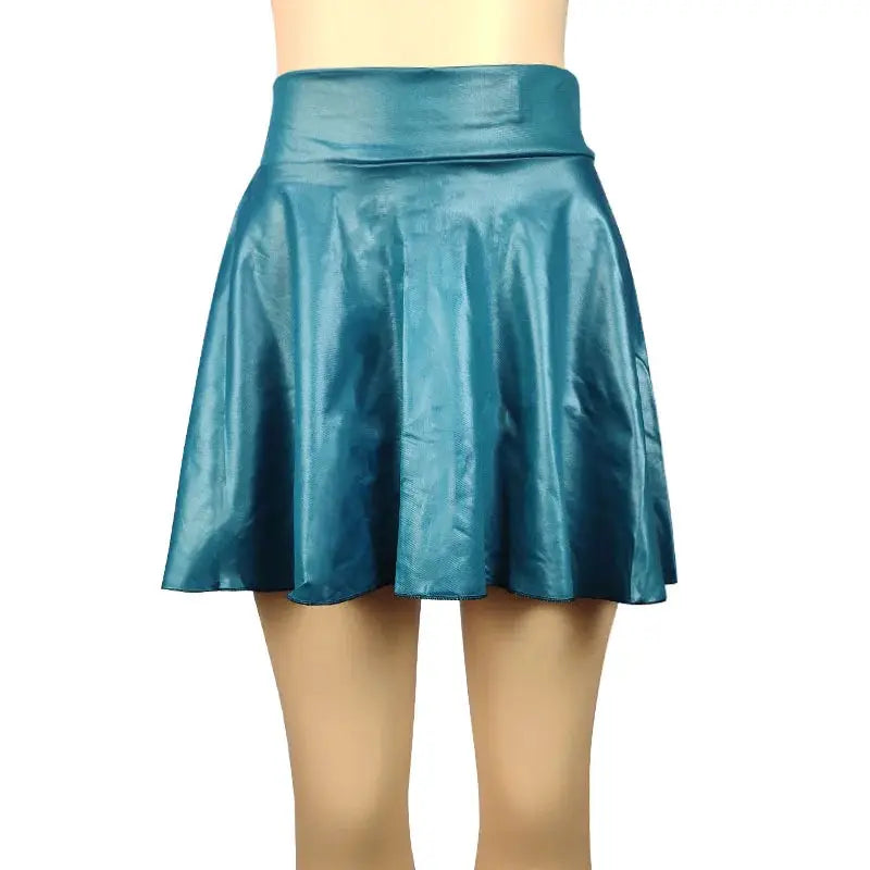 High Waist Faux Leather Textured A Line Mini Skirt For Women Slim Fit Versatile Fashion