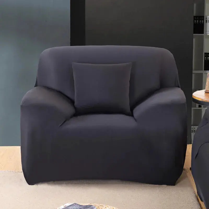 Jacquard polyester armchair cover in dark navy; elastic 1-seat chair cover by Simples Market.