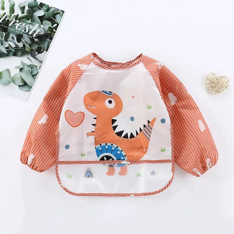 Waterproof EVA Full Sleeve Baby Bibs For Kids Long Sleeve Feeding Smock Apron Eating Breastplate Infant Clothing