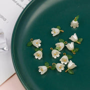 10 Piece Imitation Pearl Bell Orchid Pendant Set With Stereoscopic Leaf And Flower DIY Necklace Bracelet And Earrings