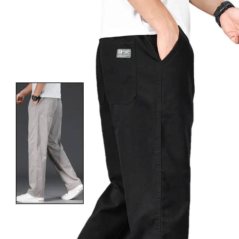 Big Size Mens Casual Cotton Trousers With Elastic Waist Drawstring Sweatpants Jogger Pants For Summer And Spring