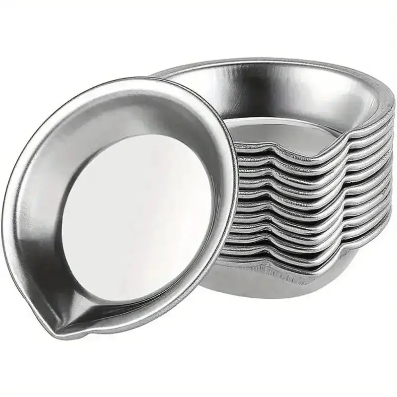 Artify 12Pcs Stainless Steel Small Round Paint Tray Set With Pouring Spouts For Precise Color Mixing