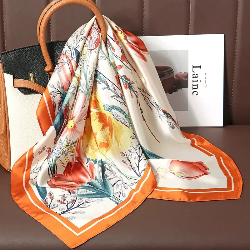 Luxe Silk Satin Square Scarf Silk Feel Finish Versatile Fashion Wrap For Shawl Hijab Neckerchief Hair Ribbon Headband
