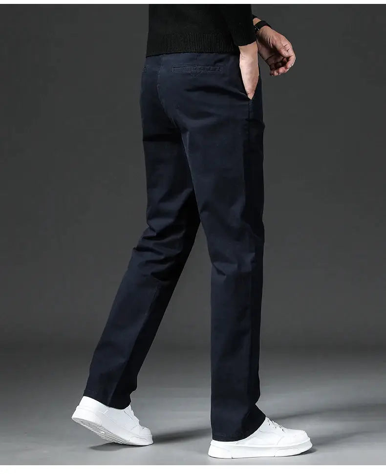 Simples Market men's navy cotton-stretch straight-fit chinos for casual workwear