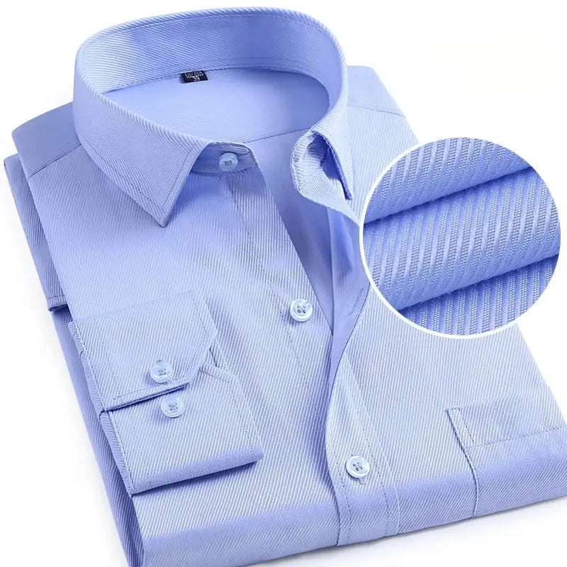 Men's blue solid long-sleeve formal shirt by Simples Market for office