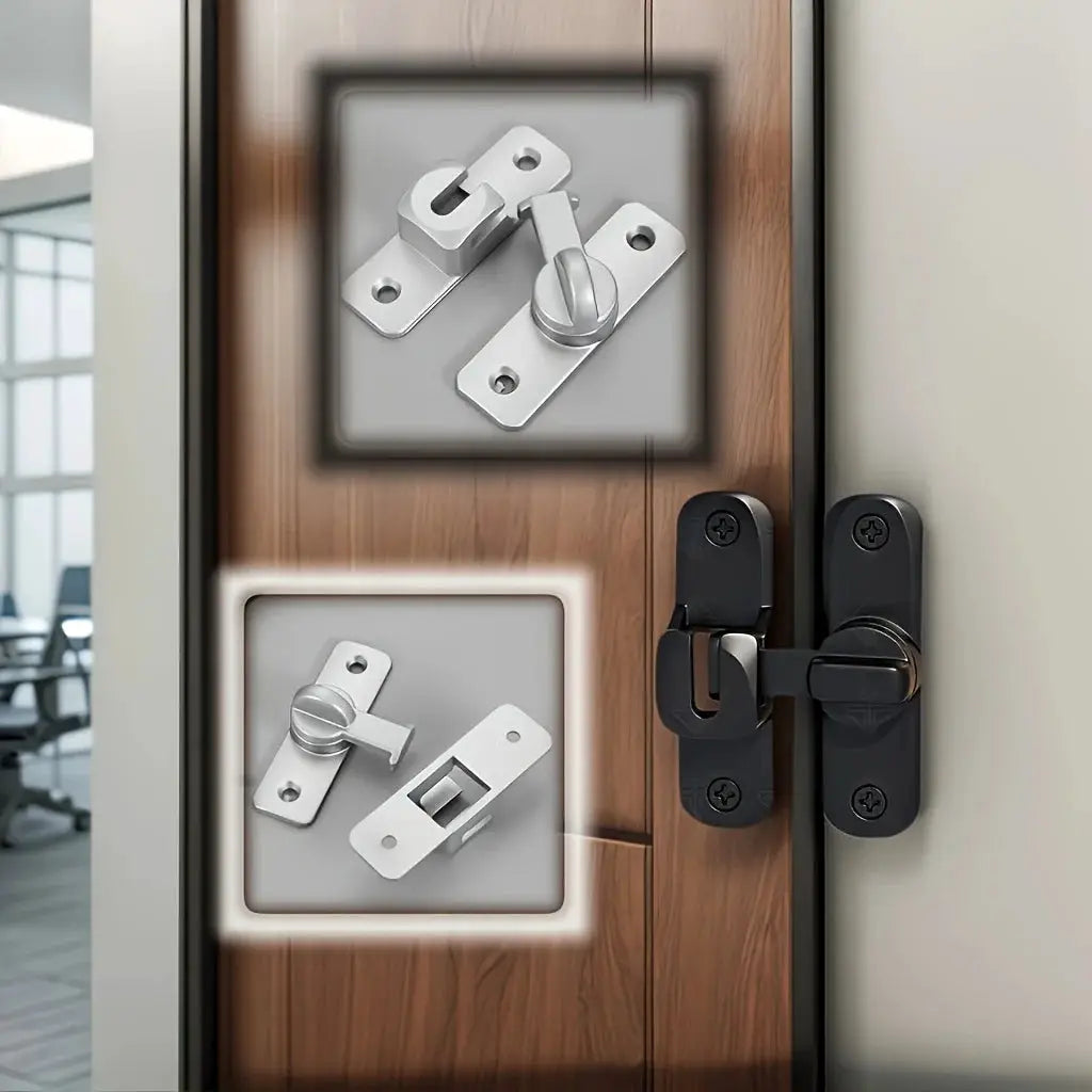 Simples Market anti-theft door lock, black heavy-duty keyless entry with 90°/180° sliding pin.