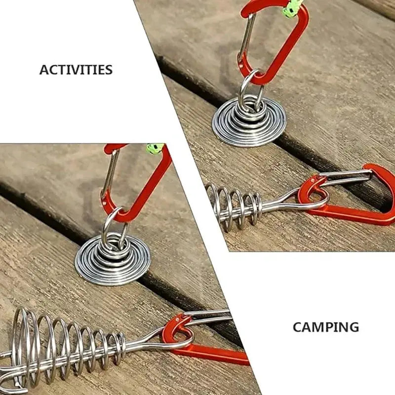 Outdoor camping octopus rope buckle set by Simples Market with stainless steel hardware and two red carabiners