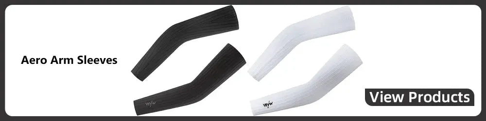 Aero arm sleeves; set of four in black and white cycling arm warmers with View Products button