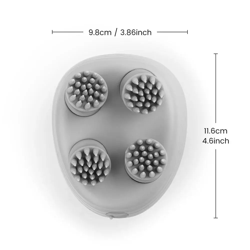 Electric scalp massager with four kneading heads on a gray base