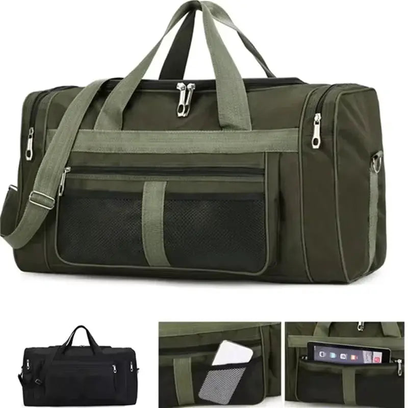 Simples Market Oxford dry/wet separation gym bag, olive green waterproof duffel with multiple pockets