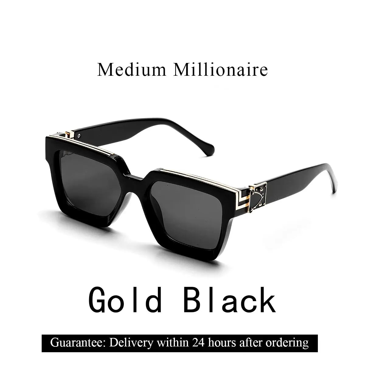Ruiao Retro Black Millionaire Shades Sunglasses Unisex Designer Square Glasses UV400 Protection