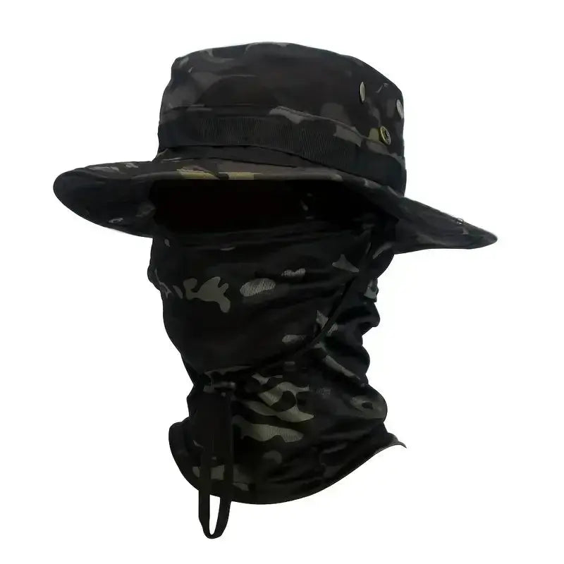 Camouflage Boonie Cap Balaclava Hat Set Foldable Soft Brim Sun Protection For Outdoor Hunting And Fishing