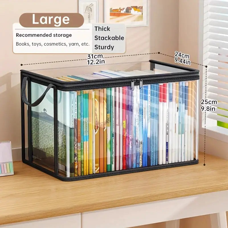 Pvc Storage Bag With Flip Lid And Viewing Window Durable Rectangular Organizer For Toys Crafts Books Snacks