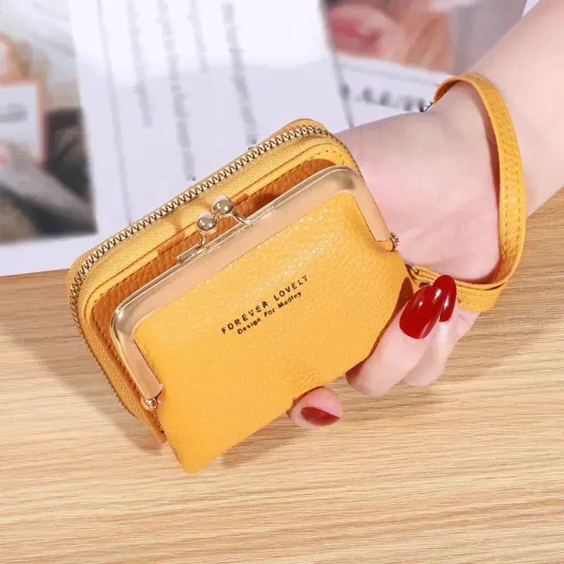 LumaLux Zero Wallet Womens Wrist Strap Card Holder With Large Capacity And Coin Clip Durable PU Material