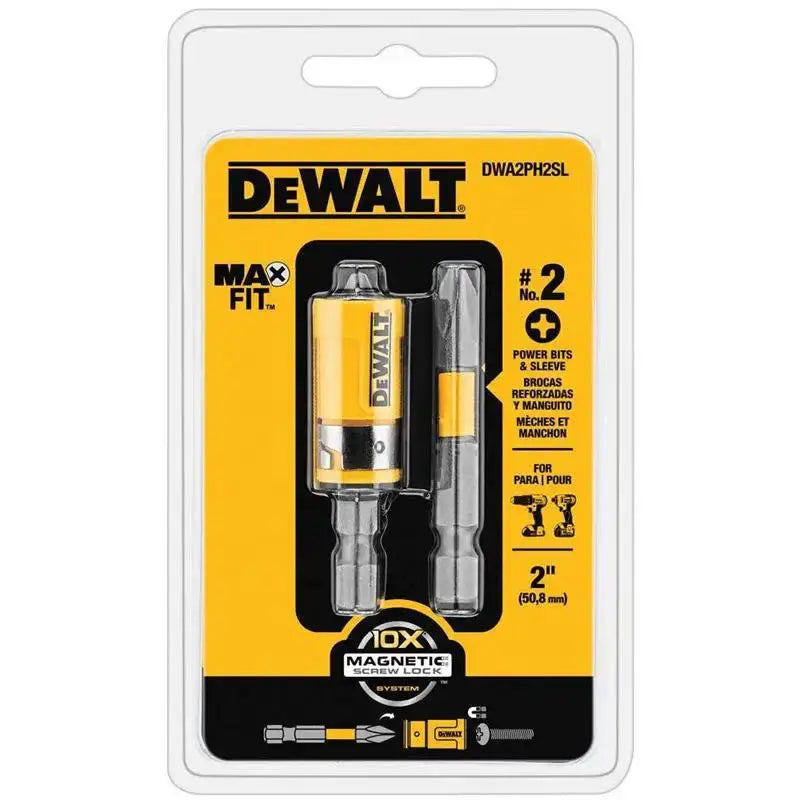 Dewalt DWA2PH2SL XCP3 Max Fit Phillips No 2 Power Bit Sleeve Set 2 Inch S2 Tool Steel 3 Pack