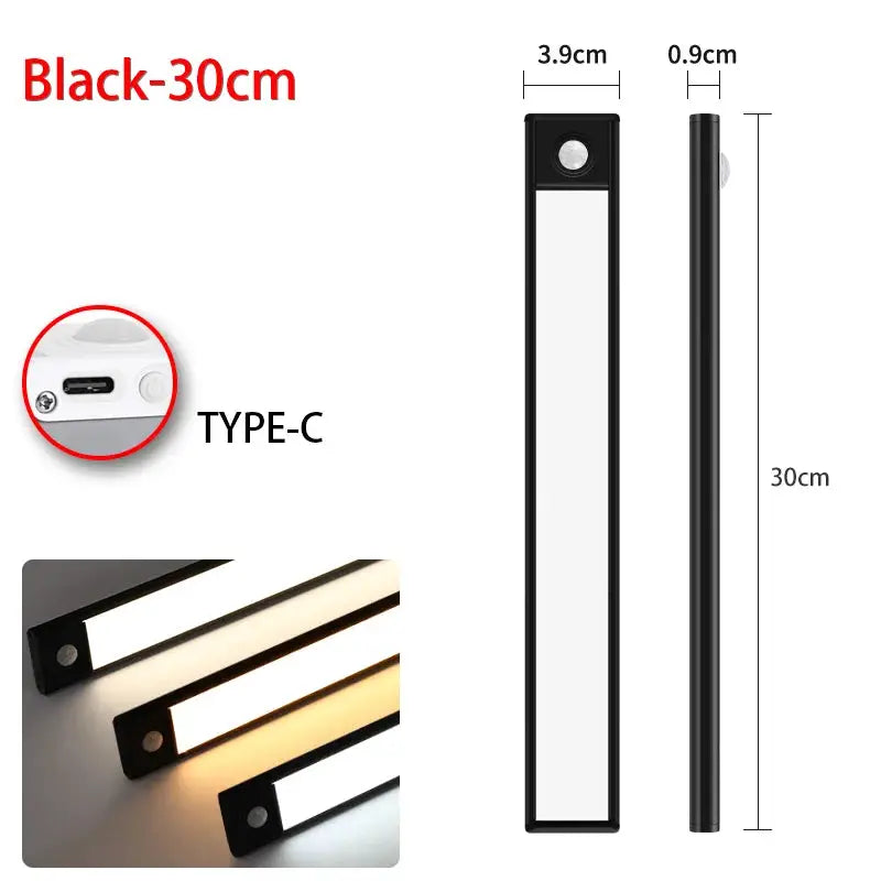 LED Motion Sensor Night Light USB Under Cabinet Kitchen Wardrobe