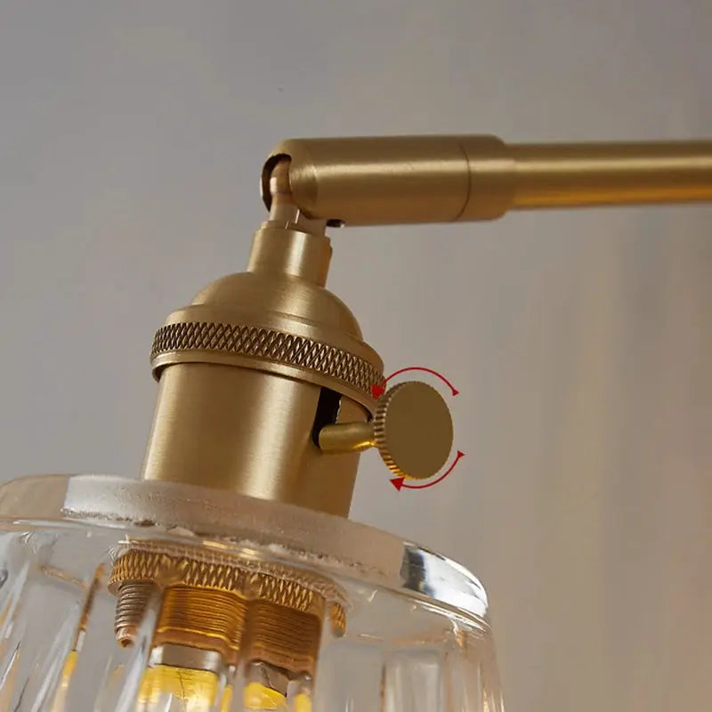 Simples Market brass glass wall lamp with adjustable head in Nordic modern retro style.