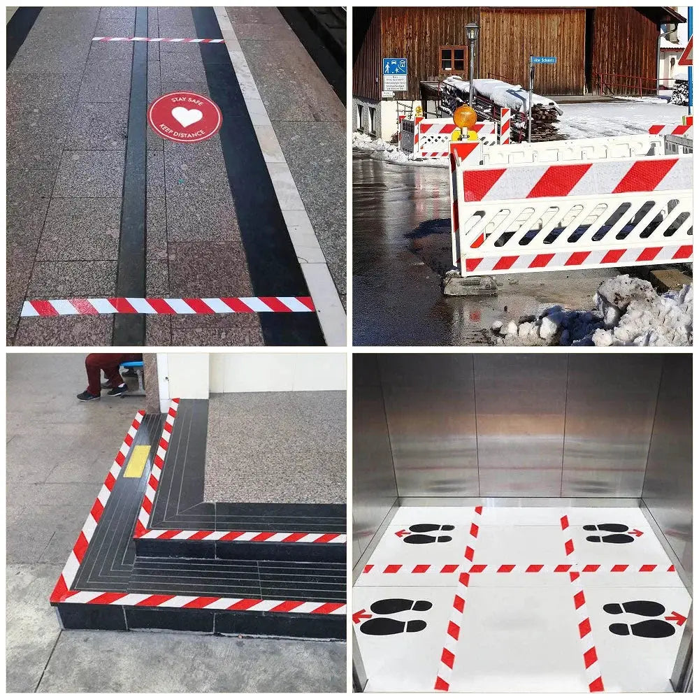 Reflective Adhesive Tape With Twill White Red Stripes Waterproof For Car Left Or Right 5cm 10cm 15cm 20cm By 5m