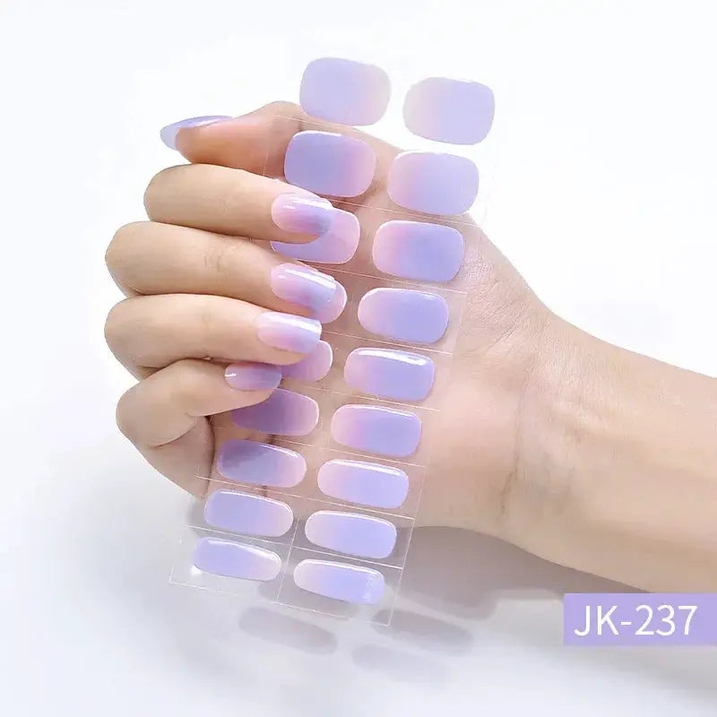 NailLux Semi Cured Nail Wraps For 16 To 20 Tips Easy Full Cover Adhesive Press On Nails Gel Finish UV LED Compatible