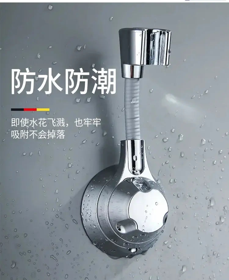 Suction cup shower head holder by Simples Market, chrome finish with adjustable multi-angle rotation
