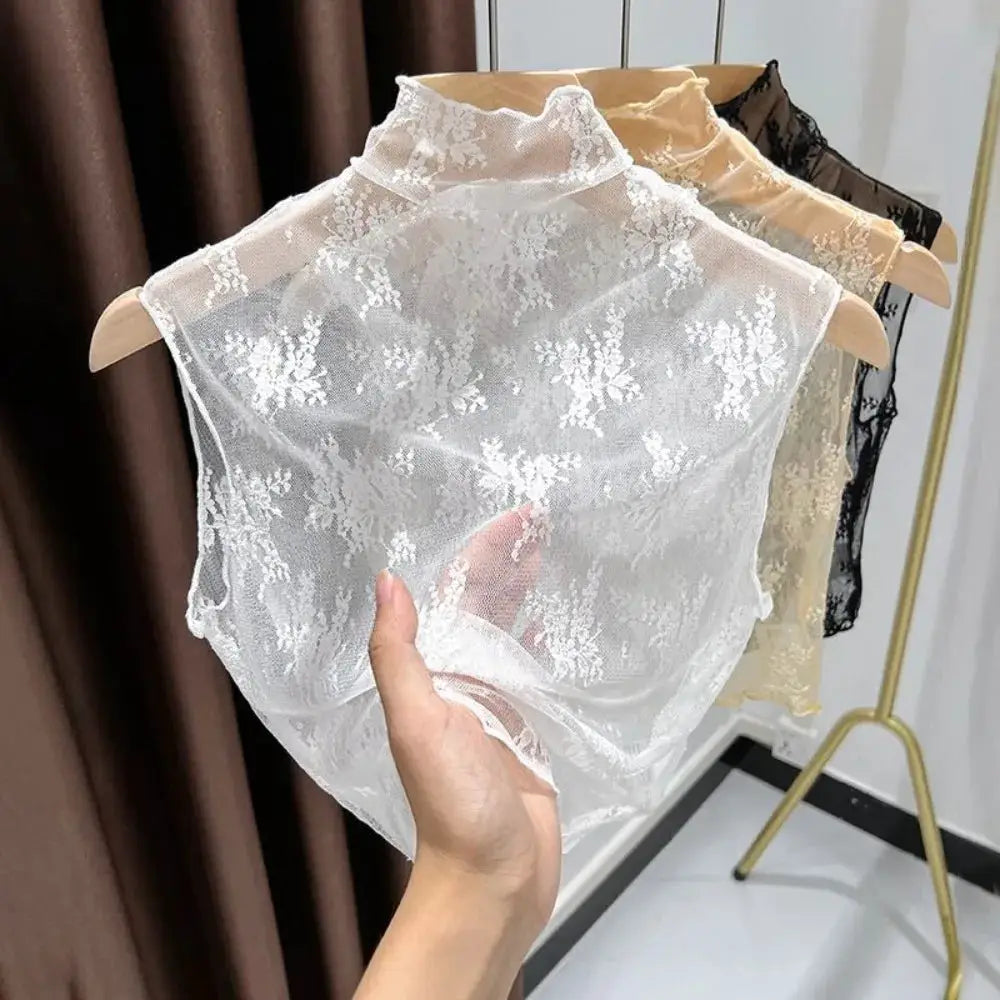 Detachable Lace Floral Fake Collar For Women Gauzy False Collar All Match Slim Lace Tank Top Accessory