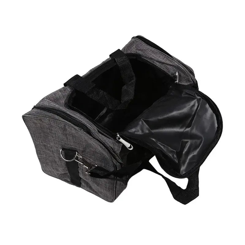 Oxford travel duffel bag, grey fabric, large capacity with top handles and shoulder strap