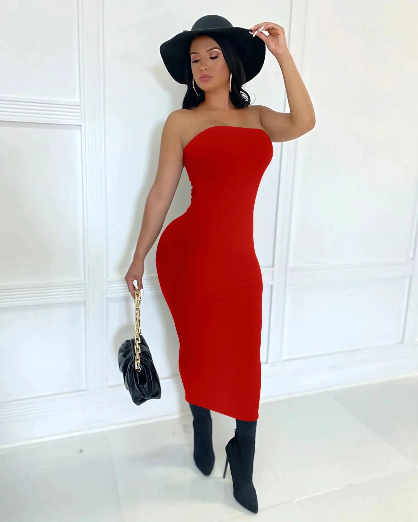 SeaBella Summer Sleeveless Chest Wrap Long Beach Dress Elegant Flattering Fit With Stretch Knit