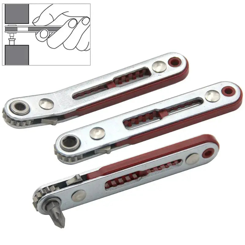 Multifunctional Bidirectional Ratchet Screwdriver Elbow With Interchangeable Heads For Flat Phillips Slotted And Cross