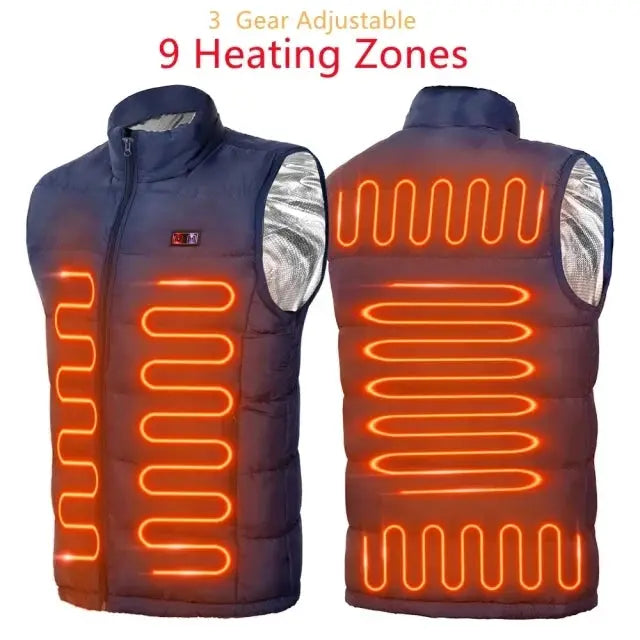 9 Zone Heated Vest Graphene Heating Jacket Unisex USB Powered Coat For Camping Outdoor Sportswear