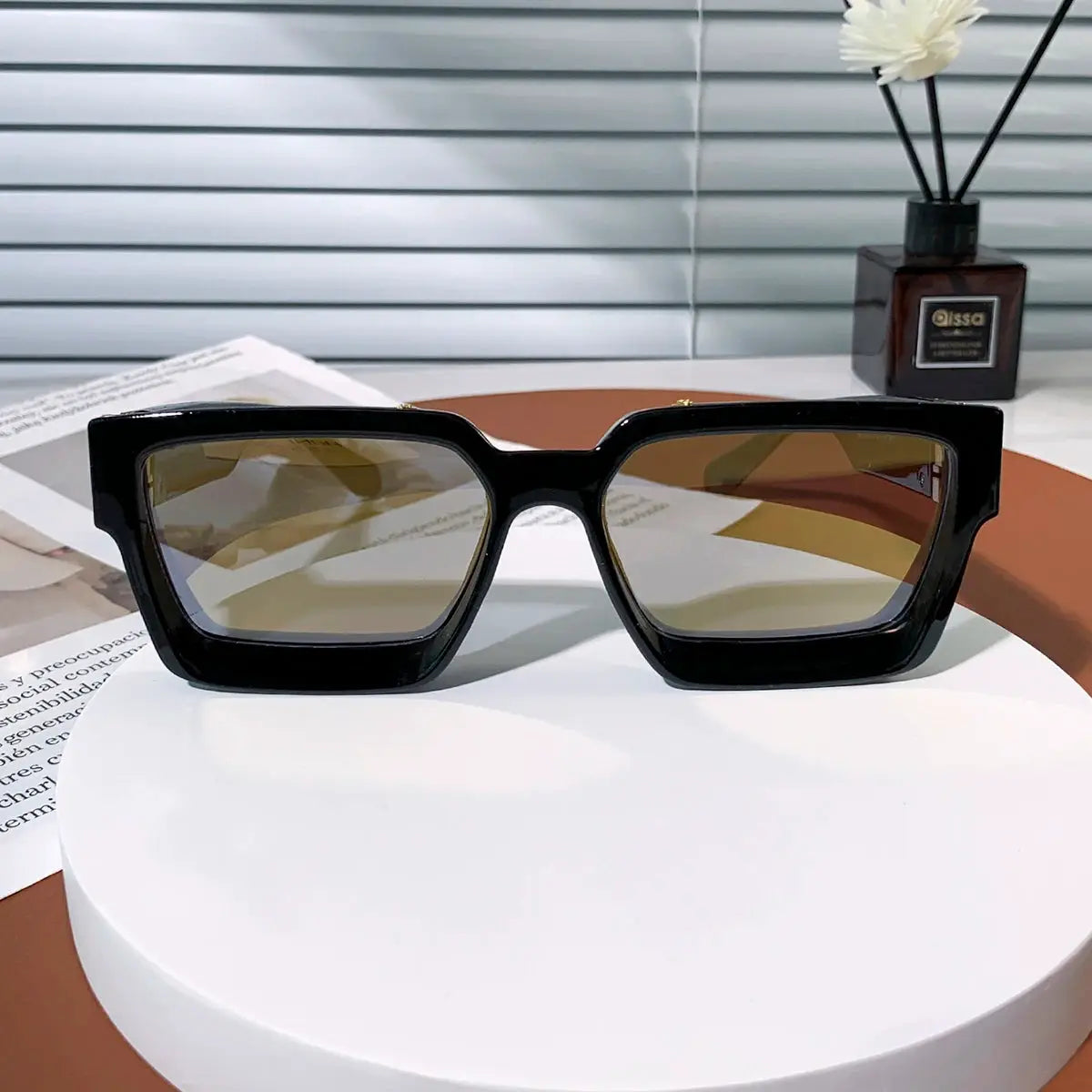 Ruiao Retro Black Millionaire Shades Sunglasses Unisex Designer Square Glasses UV400 Protection